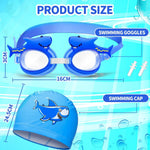 El Regalo Kids Cute Cartoon Swimming Cap & Goggle Set for Girls & Boys (for Kids Upto 10 Years Old) (Shark Swim Cap & Goggle)