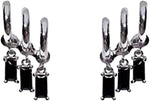 El Regalo Women's & Girl's Western Triple Ear Crawler Earrings- Triple Dangling Baguette Stone Earring- Exquisite Zircon Multilayer Earrings (Silver Black)