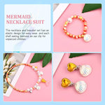El Regalo 4-Piece Mermaid Princess Jewelry Gift Set for Girls Kids- Princess Mermaid Shell Necklace, Bracelet, Earrings, Ring Pearl Gifts for Girls/Toddlers/Kids Dress Up Jewelry