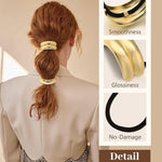 El Regalo 3PCS Gold Hair Ties, Metal Hair Ties for Thick Hair, Elegant Durable Geometric Design, Gold Hair Accessories Stretchy and Non-Damage Ponytail Cuff Holders, 3 Styles in Box