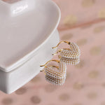 El Regalo Gold-Plated Pearl Heart Hoop Earrings for Women & Girls - Classic, Elegant Tiny Pearl Heart Hoops, Trendy & Fashionable Earrings for Everyday Wear