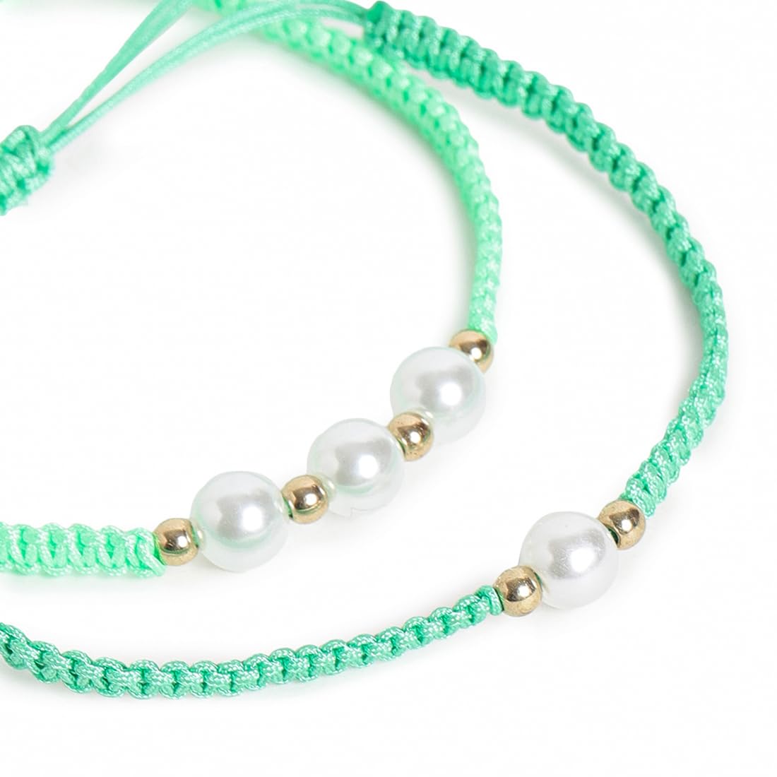El Regalo 2PCs Pearls Rakhi Combo Set for Bhaiya-Bhabhi/Bhai- Bhatija/Bhatiji- Rakhi Gift Combo with 2 Pearls Rakhi, Roli-Chawal Shagun Pack, Message Card in Gift Box (Neon Green)