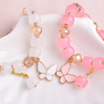 El Regalo 2 PCs Butterfly Crystal Beads Tassel Bracelet With Cute Enamel Butterfly Charms for Girls/Teens/Women (Color Option-1)