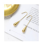El Regalo Womens Luxury Stainless Steel Water Drop/Tear Drop Minimalist Earrings- Elegant Anti Tarnish Thread Western Earrings (Gold)