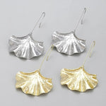 El Regalo Big & Bold Ginkgo Leaf Drop Dangle Earrings - Fashionable Fall Maple Leaf Boho Earrings for Women & Girls, Classy Statement Jewelry (Silver)