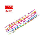 El Regalo Cute Girls Hair Band 6pcs/Lot Headband Crystal Long Elastic Headwear Rainbow Color Free Length Dreadlocks Hair Style Accessories (Rainbow)
