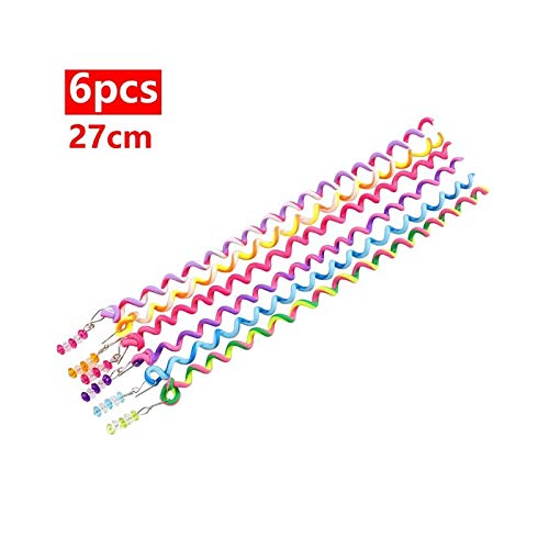 El Regalo Cute Girls Hair Band 6pcs/Lot Headband Crystal Long Elastic Headwear Rainbow Color Free Length Dreadlocks Hair Style Accessories (Rainbow)