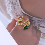 El Regalo 1Pair Vintage Green Crystal Snake Ear Cuff Earrings | CZ Emerald Snake Cartilage Cuff Earrings | Gold Snake Wrap Earrings | Non-Pierced Clip-On Huggie Ear Cuff for Women