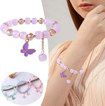El Regalo 3PCs Butterfly Crystal Beads Tassel Bracelet Combo With Cute Enamel Butterfly Charms for Girls/Teens/Women (Option-2)