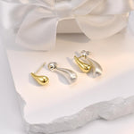 El Regalo Two-Tone Front-Back Metal Drop Earrings - Vintage Retro-Style Stud Earrings for Girls/Women