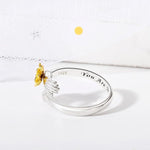 El Regalo Spinner Sunflower Zirconia Hug Ring- Adjustable 360 degrees Rotating Hugging Hands Ring for Girls/Women (You Are My Sunshine)