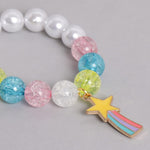 El Regalo 3 PCs Kids Girls Necklace, Bracelet & Earrings Jewelry Set- Girls Beaded Charms Princess Jewelry Set (Rainbow Star Charms Jewelry Set)