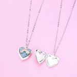 El Regalo 2 PCs Best Friends Heart-shaped Photo Box Pendant Necklace for Girls/Besties/Soul Sisters- BFF Jewelry Gift (Rainbow Heart Photo Pendant)