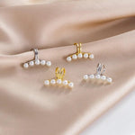 El Regalo 2PCs Tiny Pearl Cuff Cartilage Non-Pierced Clip On Earrings for Girls & Women- Vintage Pearl Clip Earrings (2 Silver)