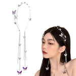 El Regalo Beautiful Rhinestone Butterfly Crystal Tassel Hairband - Sparkling Wedding Butterfly Tiara Headband for Women and Girls, Elegant Bling Bridal Hair Accessory for Special Occasions