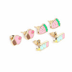El Regalo 3 Pairs Hypoallergenic Earrings Set for Girls Teens Kids- Tiny Stud Earrings Set Heart Butterfly Rainbow Star Unicorn Straberry Ice Cream Cute Earring (Style-1)