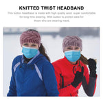 El Regalo 1PC Unisex Knitted Winter Twist Warm Wool Headband with Buttons for Face Mask Cover, Winter Designer Headbands for Unisex (Red)