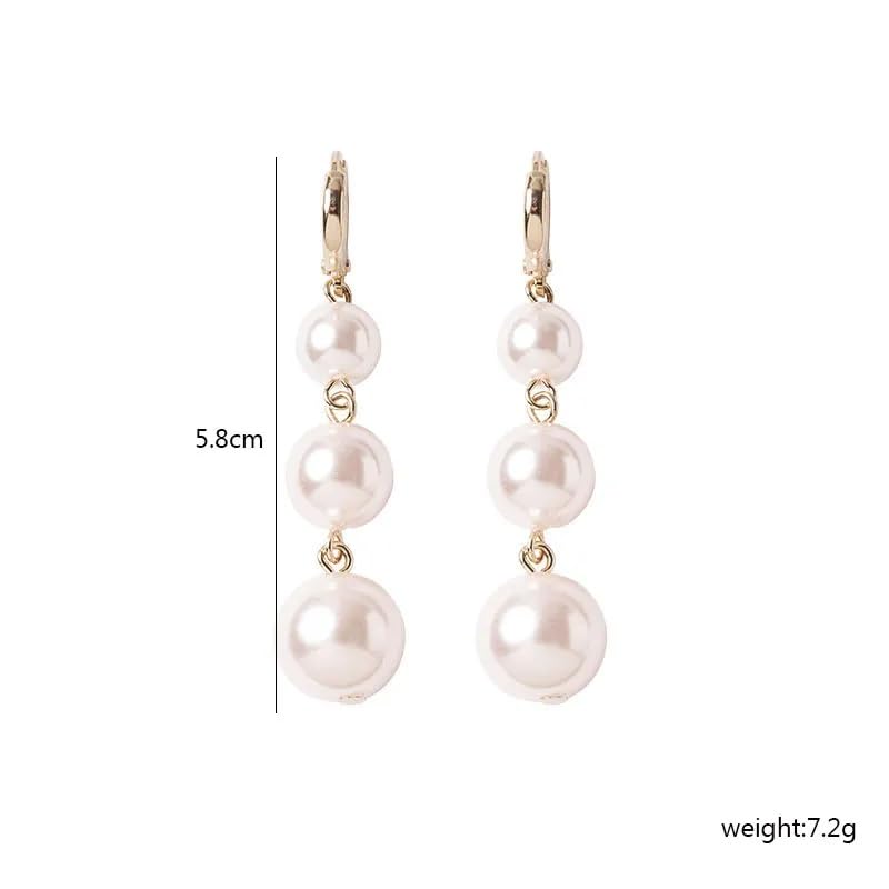 El Regalo Fancy Pearl Earrings- Golden Pearl Tassel Long Statement Earrings for Girls & Women (Pearls Hook Earrings)