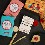 El Regalo 2PCs Sun Moon Adjustable Rakhis for Brother- Simple & Elegant 2 Rakhis with Roli Chawal, Message Card in Rakhi Box for Bhaiya-bhabhi