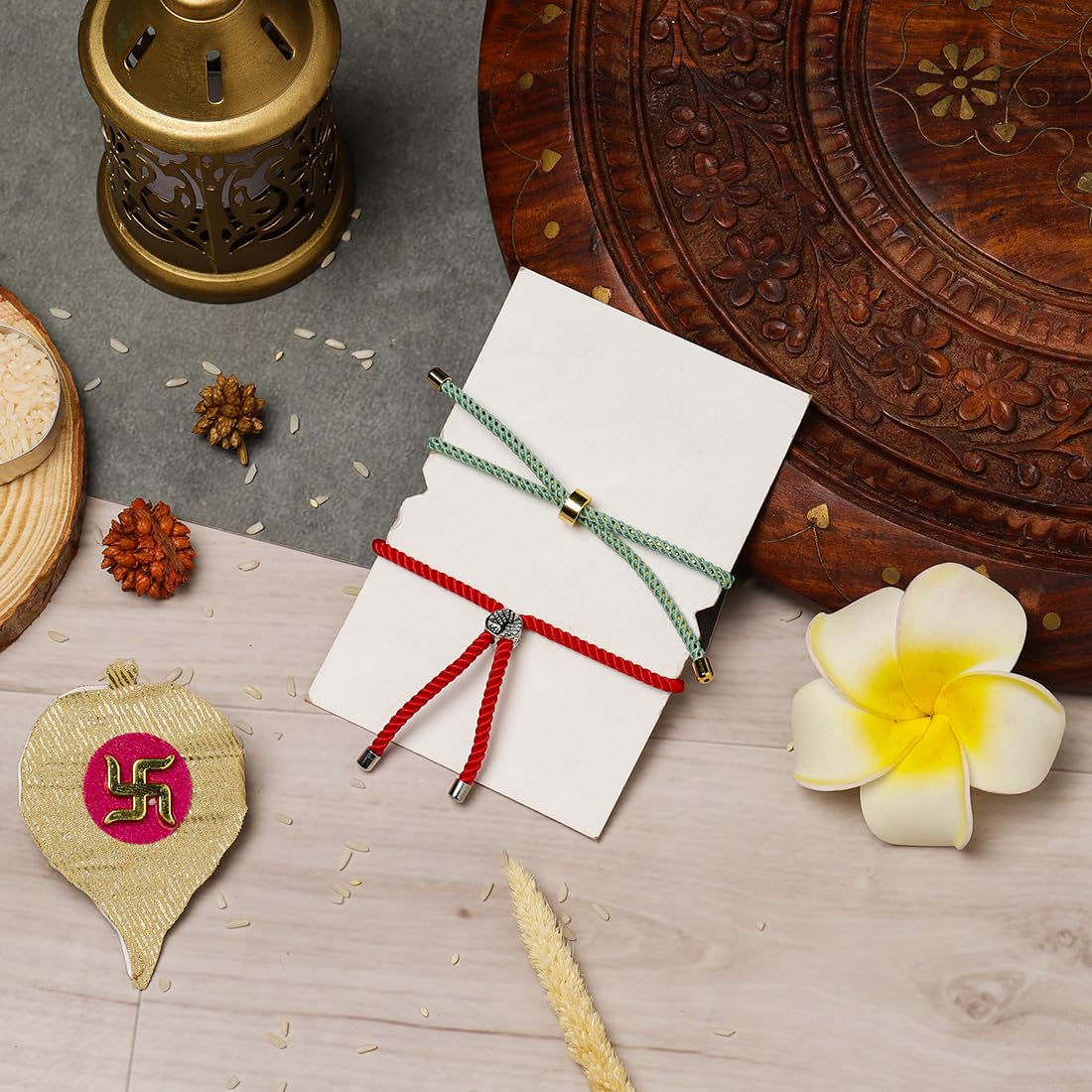 El Regalo Fancy 2PCs Evil Eye Rakhi Set for Brother with Roli Chawal & Rakhi Message Card - Lucky Protection Rakhi to Avoid Negative Energies for Brother/Sister-in-Law/Niece or Nephew (Option-3)