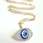 El Regalo Evil Eye Druzy Evil Eye Modern Pendant Necklace for Girls & Women (White)