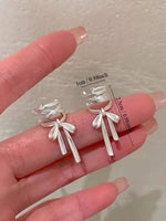 El Regalo Fashionable & Elegant Silver Matt Finish Ear Cuffs for Non Piercing Earrings- Ballet Hollow Cross Ribbon Ear Clips for Girls, Trendy Versatile Clip On Cuff Earrings for Girls & Women