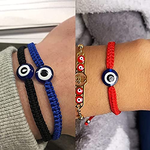 El Regalo Evil Eye Rakhi Combo for Brother - 2 PCs Lucky Kabbalah Blue Turkish Evil Eye Hamasa Hand Red Macrame Rakhi Set for Bhaiya/Bhai/Brother (Evil Eye Rakhi Set- Style 3)