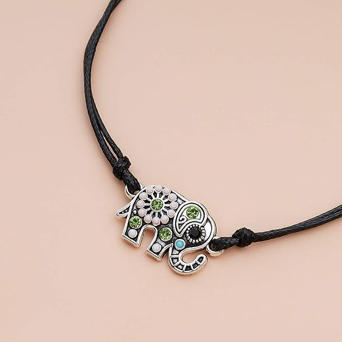 El Regalo 1PC Designer Elephant Crystal Rakhi for Brother with Roli Chawal & Message Card in Rakhi Gift Box- Rakhi for Brother/Bhabhi/Niece or Nephew