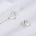 El Regalo Premium 2-Way Front Back Ear Jacket Earrings for Women & Girls | Convertible Cubic Zirconia CZ Studs & Pearl Drops | Elegant Korean Western Party Ear Cuffs for Pierced Ears (Balls Ear Jacket)