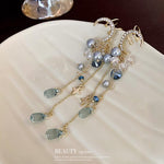 El Regalo Modern Moon Stars, Crystals, Pearls Tassel Ear Cuff Earrings for Non Pierced Ears- Trendy CZ Tassel Ear Cuffs/Clip On Earrings For Women