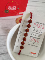 El Regalo Unisex-Adult 1 Pc Rudraksha Rakhi For Brother Lord Shiva With Shagun, Rakhi Message Card In Rakhi Gift Box For Bhai (Rudraksha Multi Beads)