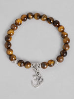 El Regalo -e OM -e Charm Healing Yoga 8mm Beads Stretchable Bracelets for Men/Women | OM Yoga Spiritual Jewelry (Tiger Eye)