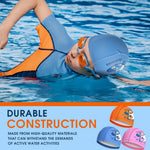 El Regalo 1PC of Cute Kids Dolphin PU Swimming Caps for Girls & Boys- Waterproof, Animal Print Swimming Cap (for Kids 6-12 Years) (Blue Fish Swim Cap)
