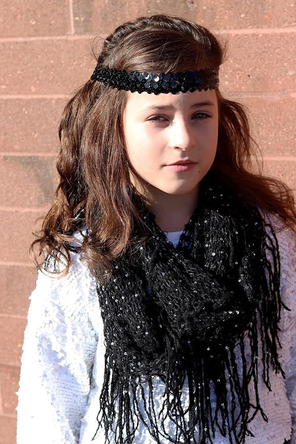 El Regalo 12PCs Sequin Headbands Set - Glittery Hair Bands/Hair Accessories for Kids, Teens & Women,Assorted