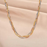 El Regalo Western Tri-Color Stainless Steel Braided Woven Collor Chain Necklace for Girls & Women- Anti Tarnish, Contemporary Necklace