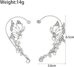 El Regalo 2PCS Butterfly Earrings Ear Cuffs Climber Wrap Around Earrings for Women/Girls- Fancy No Piercing Ear Clip Fairy Ear Jewelry (Silver)