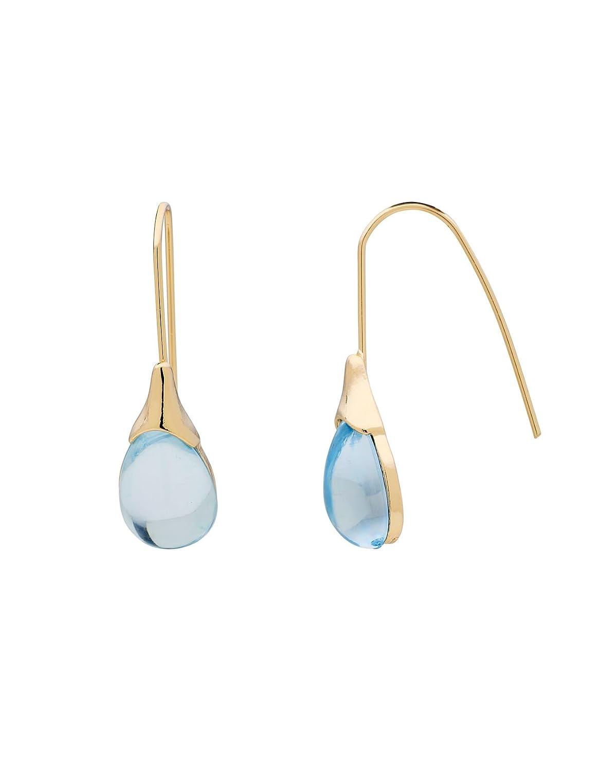 El Regalo Beverly Mint Designs Minimalist Teardrop Drop Earrings for Women & Girls - Classy Pastel Glass Stone Dangle Hooks for Western & Indo-Western Outfits (Aquamarine)