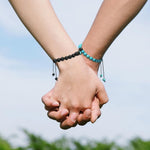 El Regalo 2PCs Magnetic Natural Stones Unisex Bracelets for Couples, Best Friend, Boyfriend & Girlfriend, Long Distance Connecting Bracelets Set- Valentines Day Gift (Turquoise & Black)